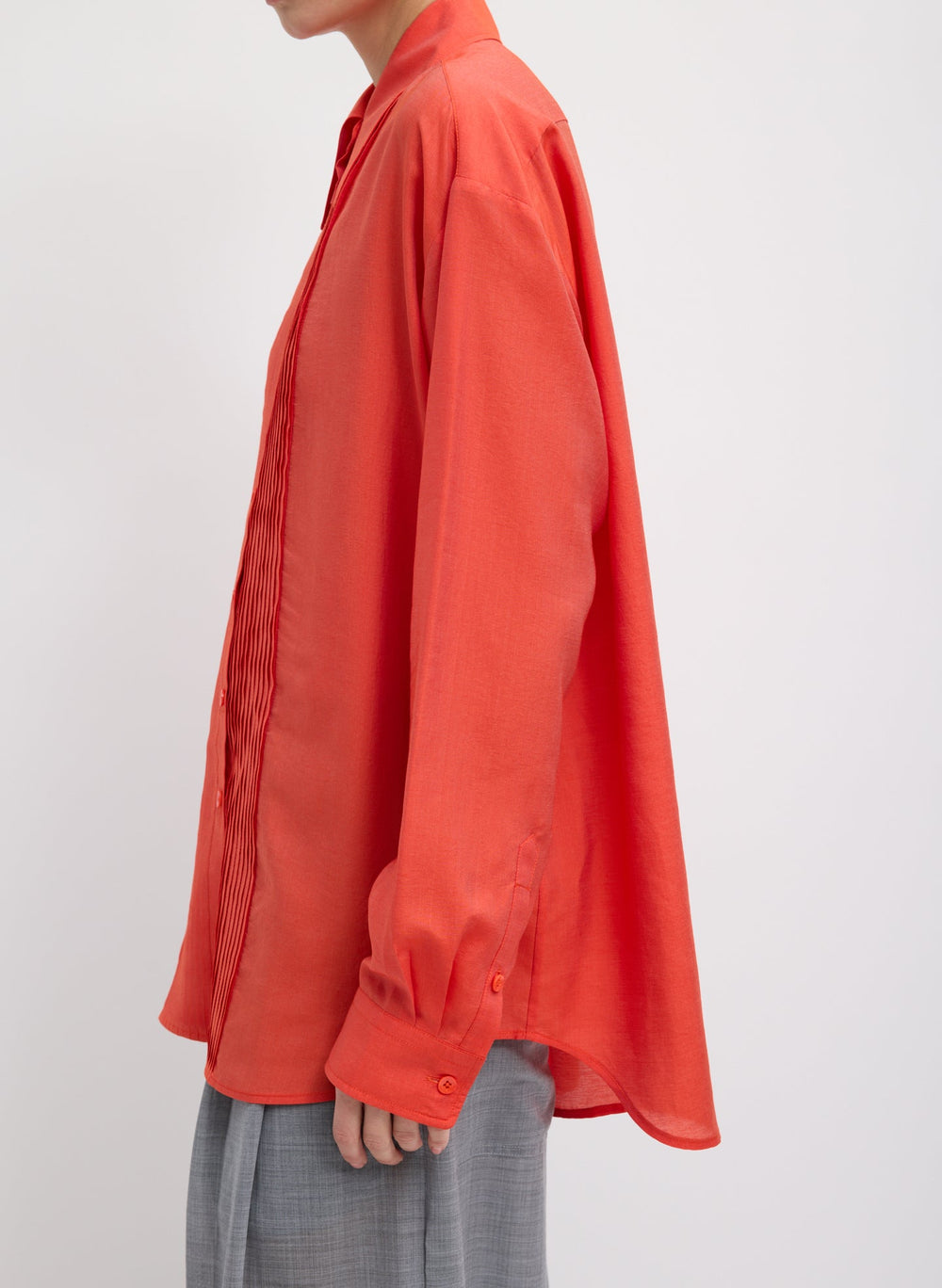 Silk Voile Easy Pintucked Shirt | Tibi Red
