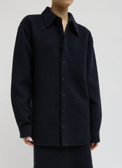 Luxe Double Faced Wool Angora Easy Shirt | Tibi Navy