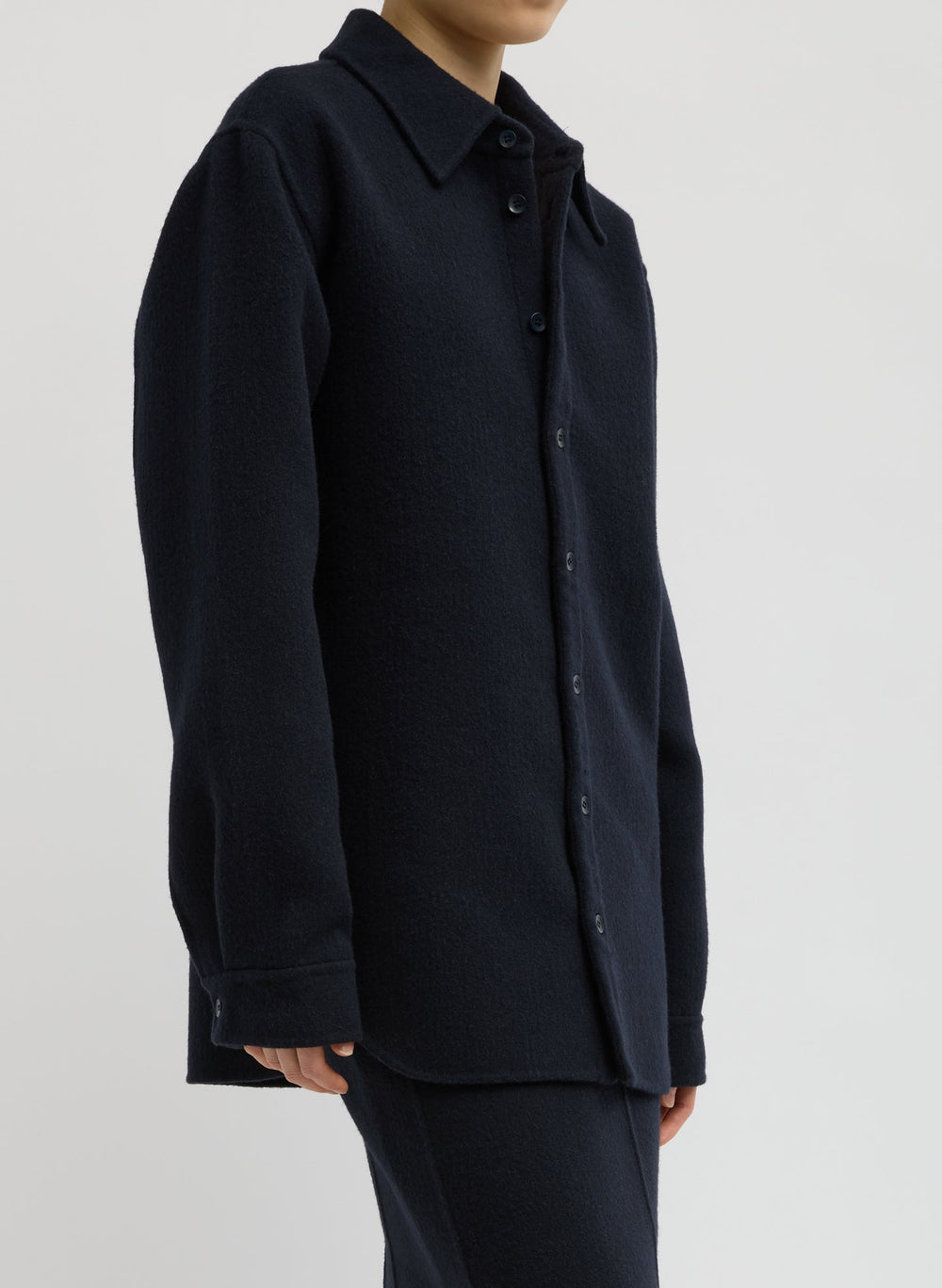 Luxe Double Faced Wool Angora Easy Shirt | Tibi Navy