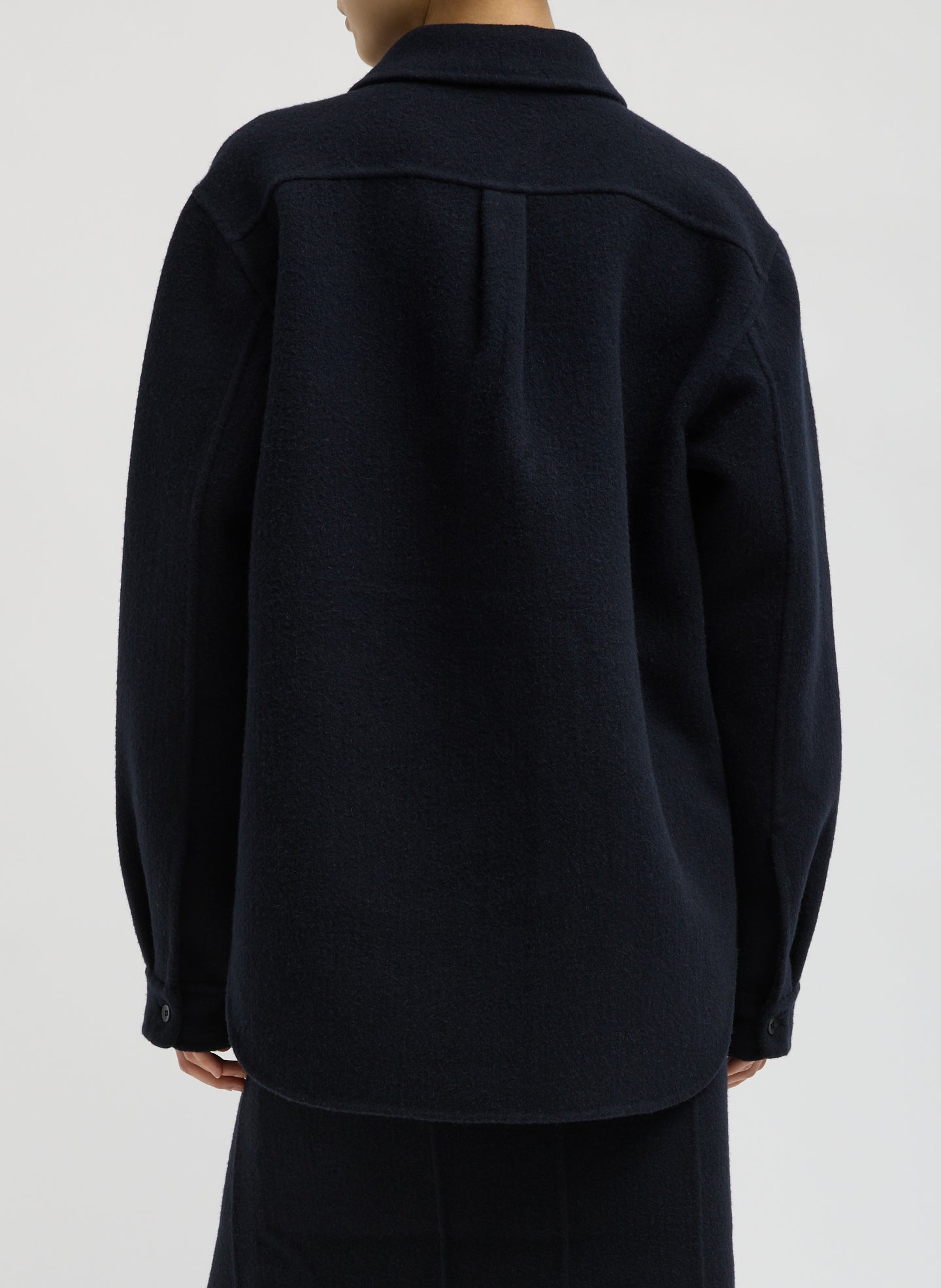 Luxe Double Faced Wool Angora Easy Shirt | Tibi Navy