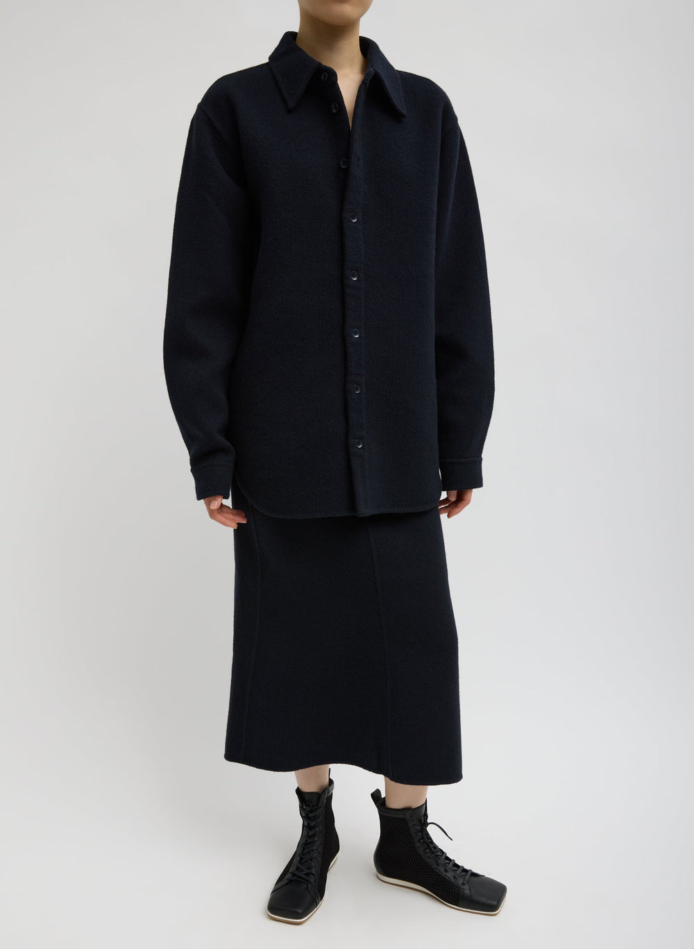 Luxe Double Faced Wool Angora Easy Shirt | Tibi Navy