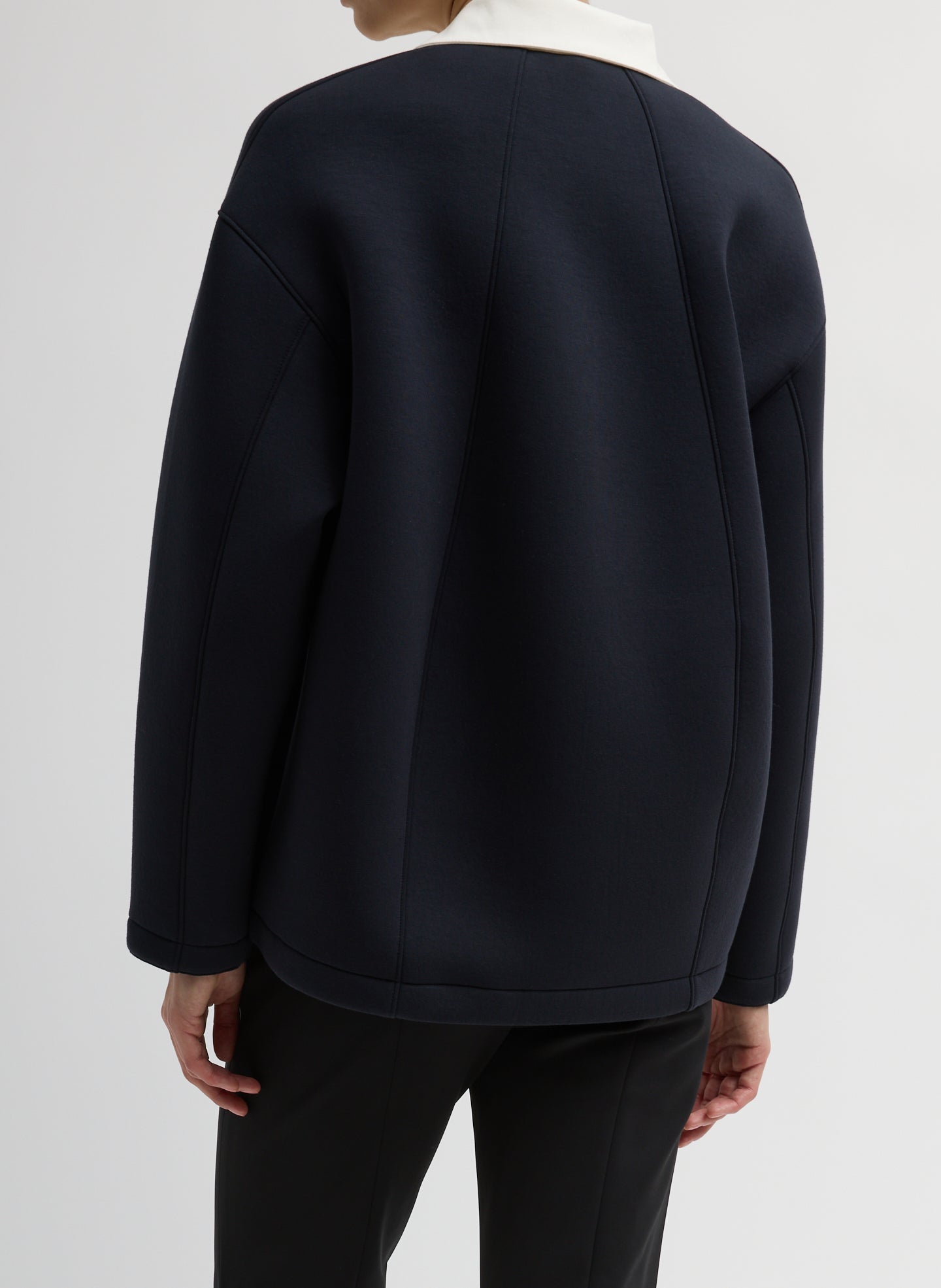 Bonded Viscose Sculpted Polo | Tibi Dark Navy