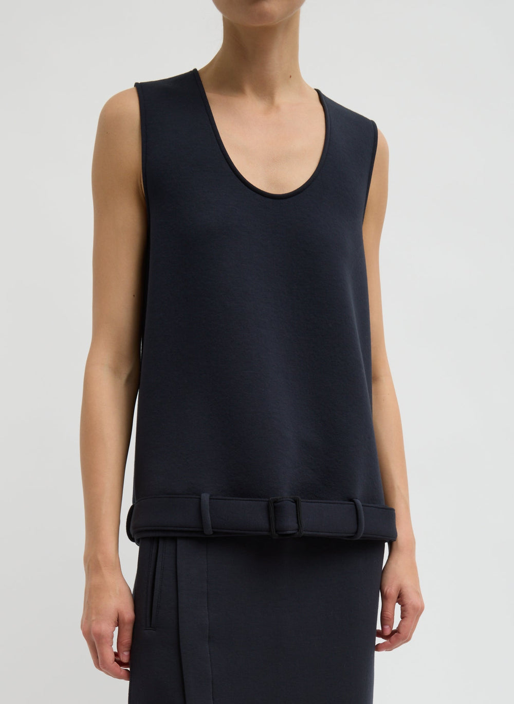 Bonded Viscose Tank Top | Tibi Dark Navy