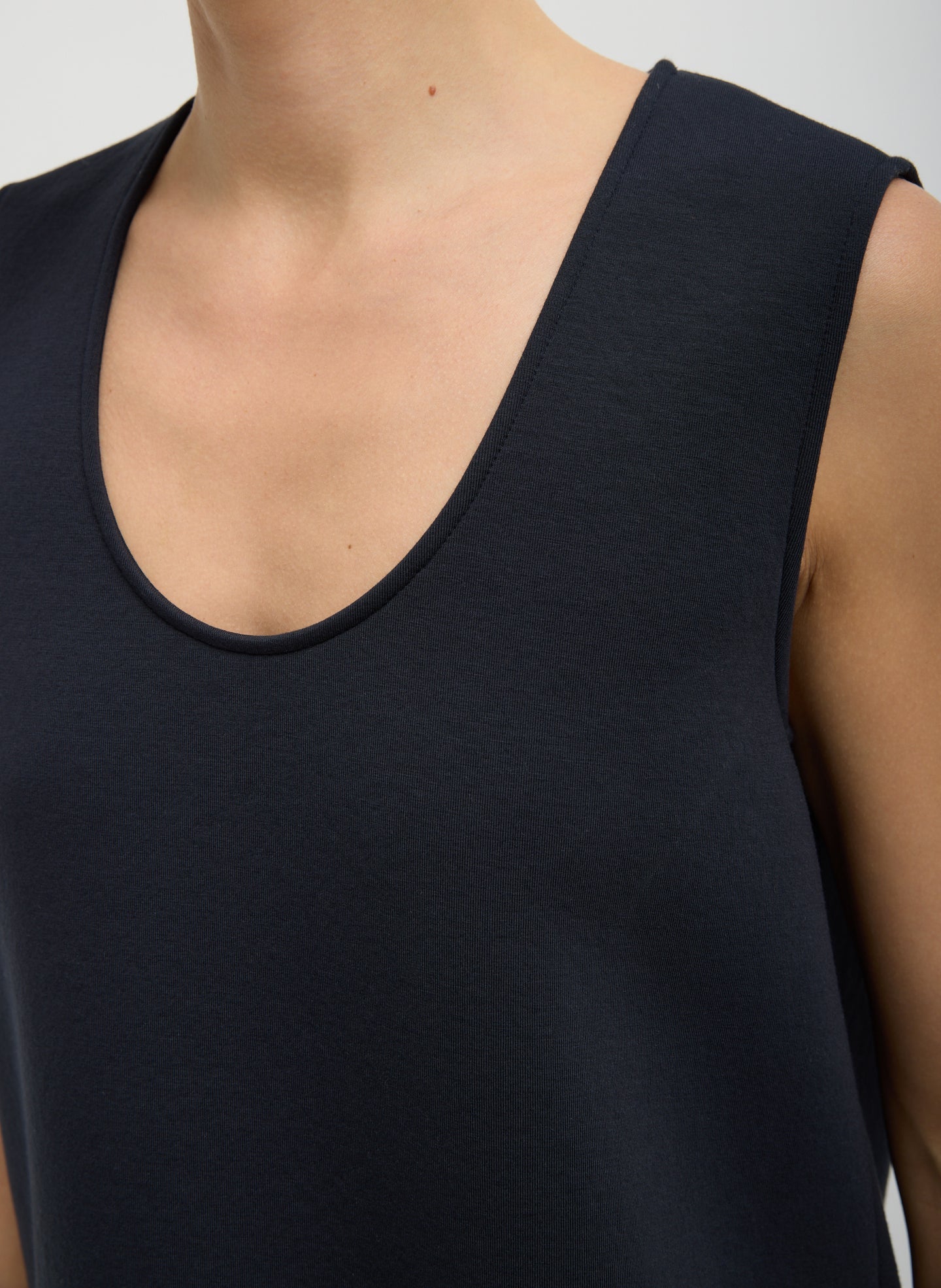 Bonded Viscose Tank Top | Tibi Dark Navy