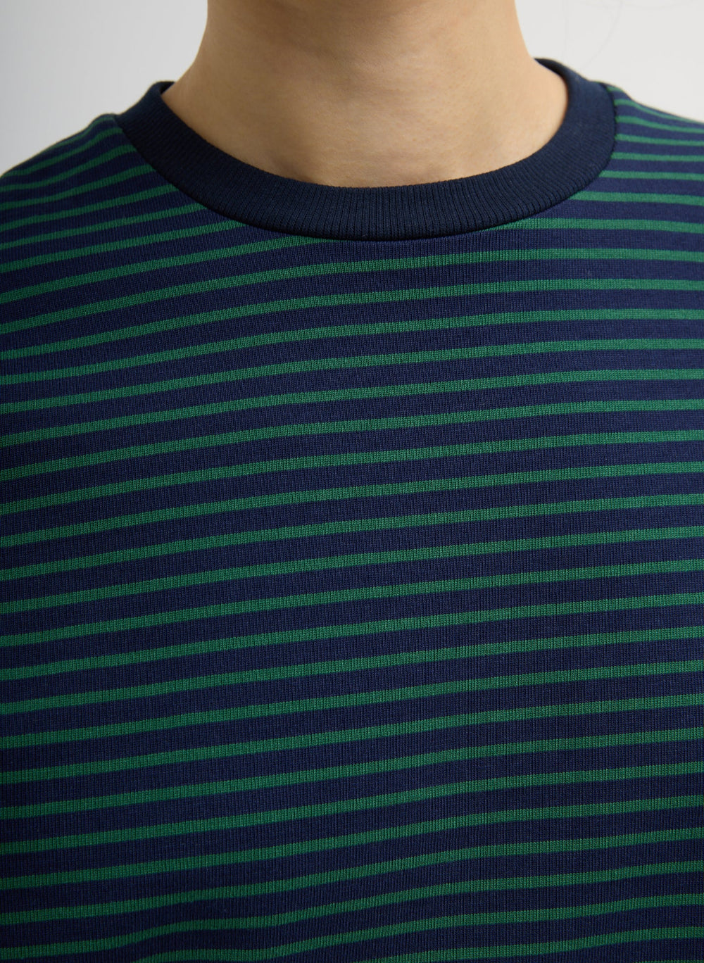 Striped Perfect Unisex Long Sleeve T-Shirt | Tibi Navy/Green Multi