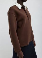 Bonded Viscose Sculpted Polo | Tibi Brown