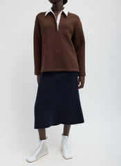 Bonded Viscose Sculpted Polo | Tibi Brown