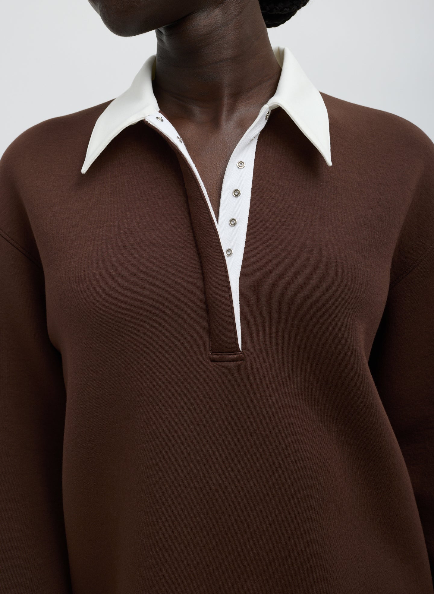 Bonded Viscose Sculpted Polo | Tibi Brown