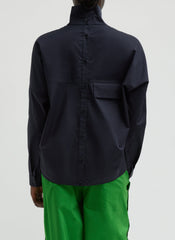 Eco Poplin Funnel Neck Dolman Top | Tibi Dark Navy
