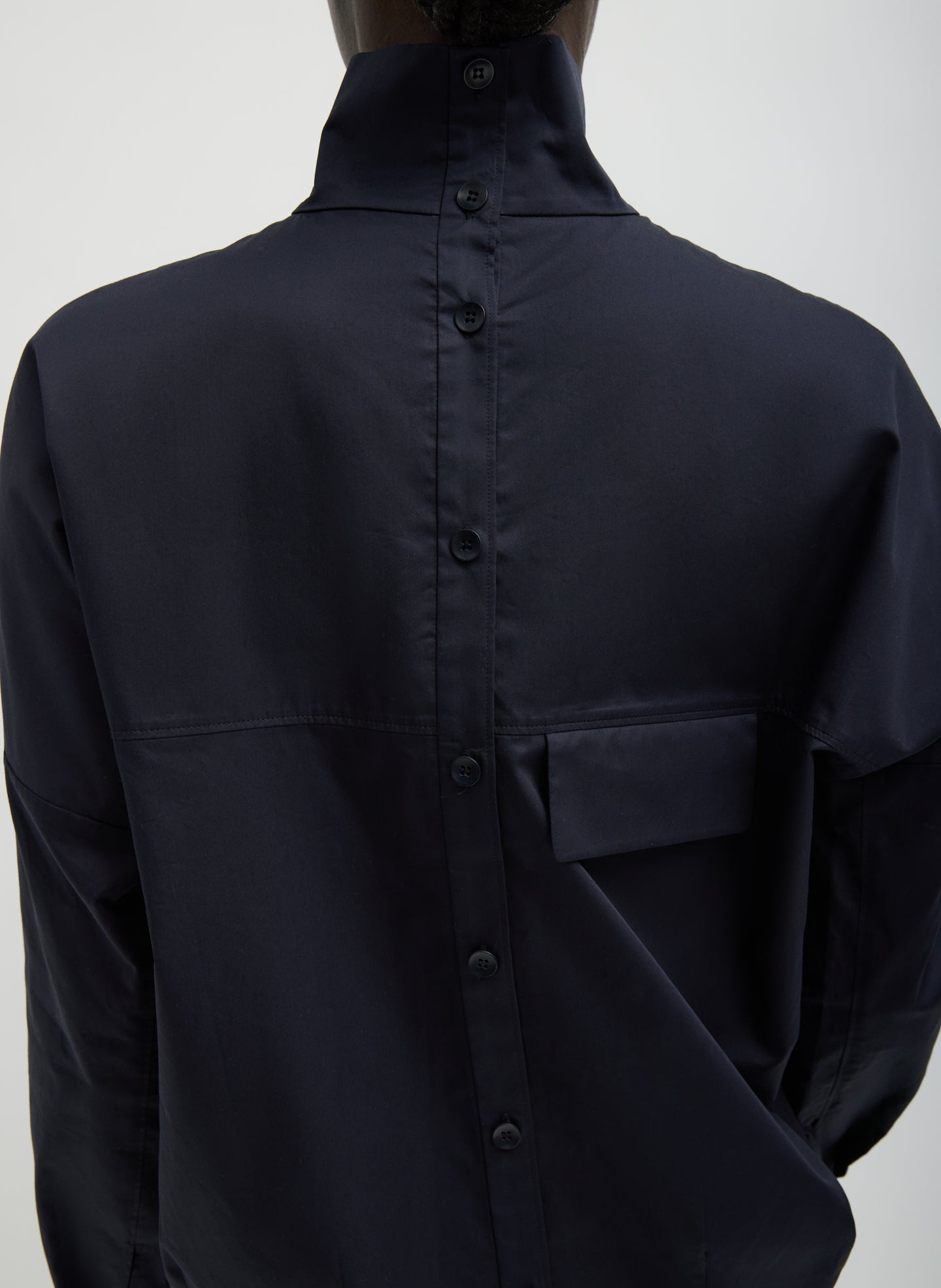 Eco Poplin Funnel Neck Dolman Top | Tibi Dark Navy