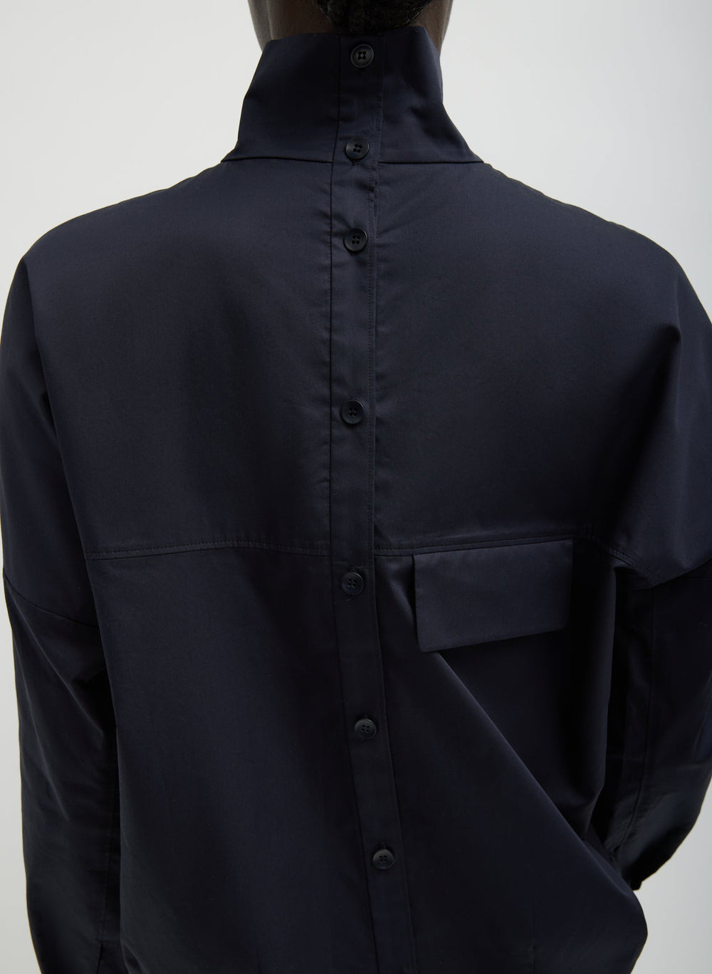 Eco Poplin Funnel Neck Dolman Top | Tibi Dark Navy