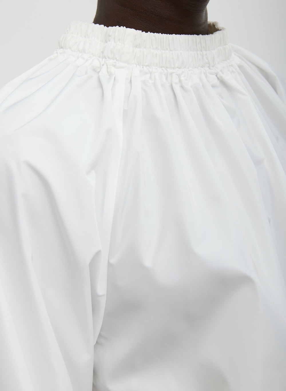 Italian Sporty Nylon Shirred Anorak Top | Tibi White