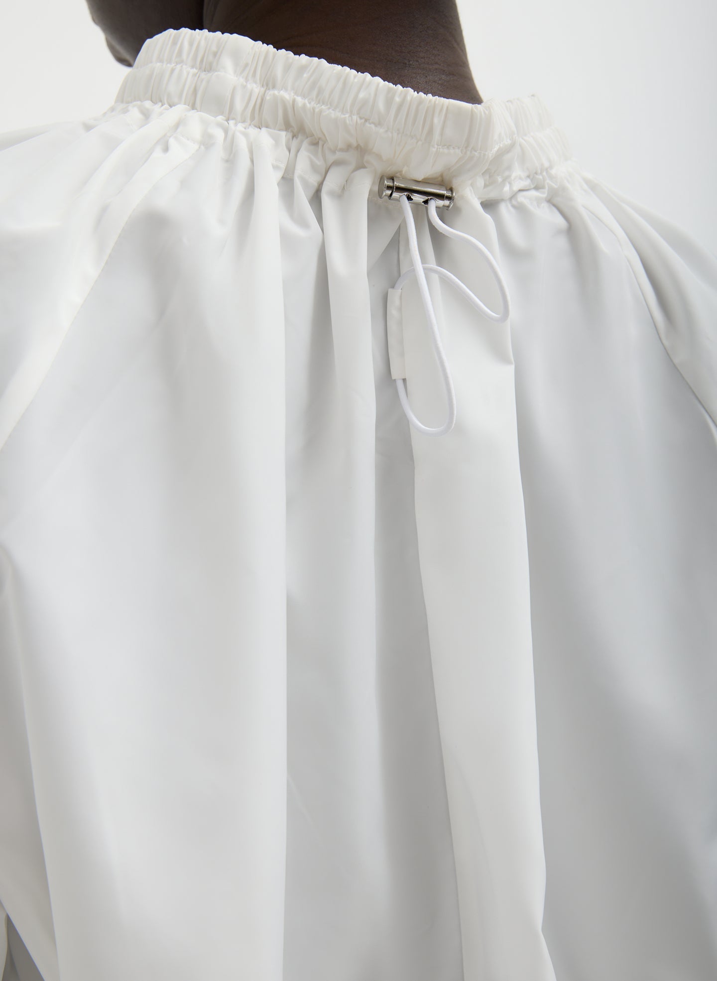Italian Sporty Nylon Shirred Anorak Top | Tibi White