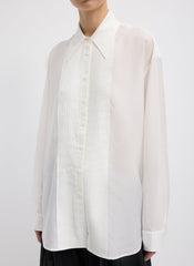 Silk Voile Easy Pintucked Shirt | Tibi Ivory