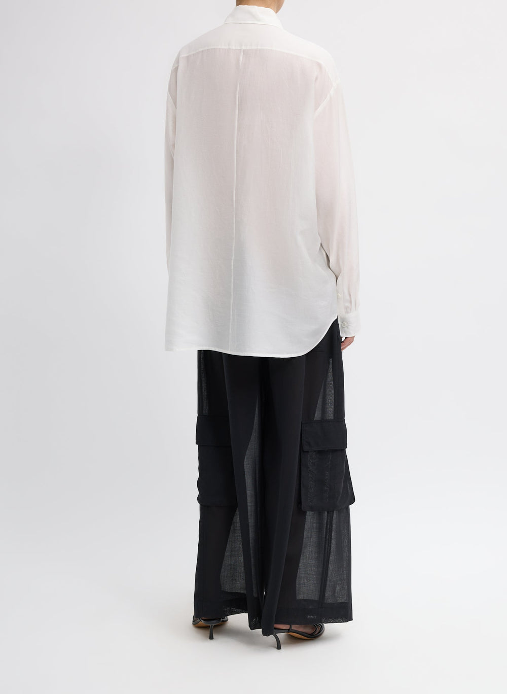 Silk Voile Easy Pintucked Shirt | Tibi Ivory