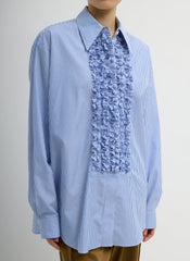 Striped Shirting Easy Tuxedo Shirt | Tibi Blue Multi