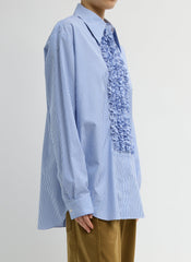 Striped Shirting Easy Tuxedo Shirt | Tibi Blue Multi