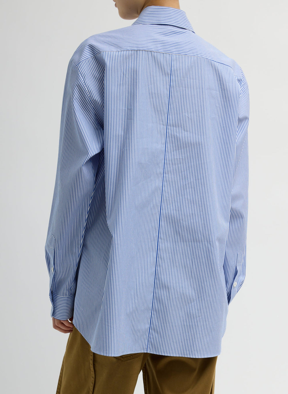 Striped Shirting Easy Tuxedo Shirt | Tibi Blue Multi