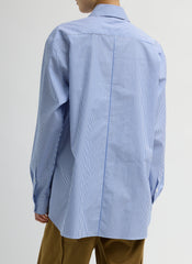Striped Shirting Easy Tuxedo Shirt | Tibi Blue Multi