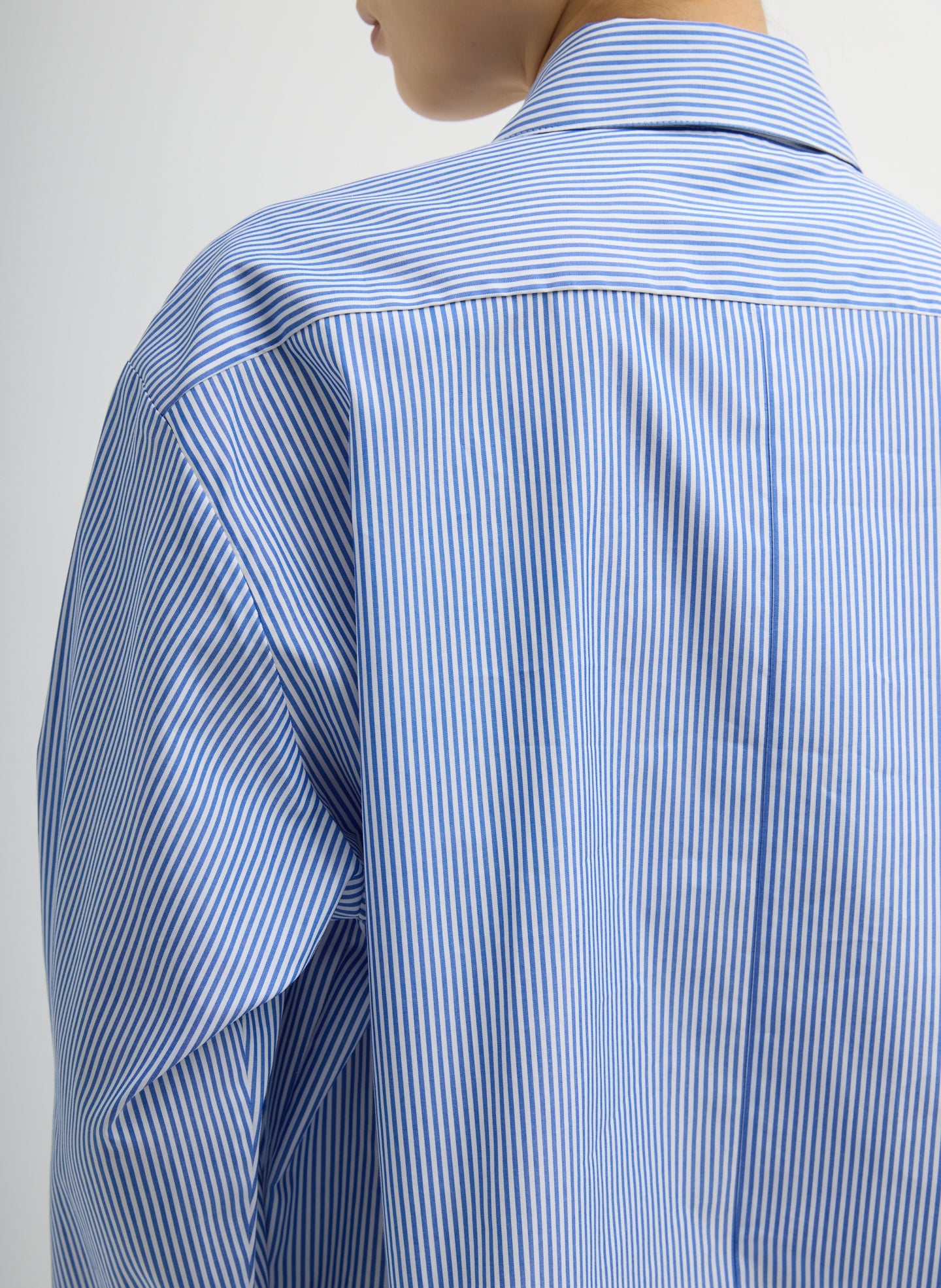 Striped Shirting Easy Tuxedo Shirt | Tibi Blue Multi