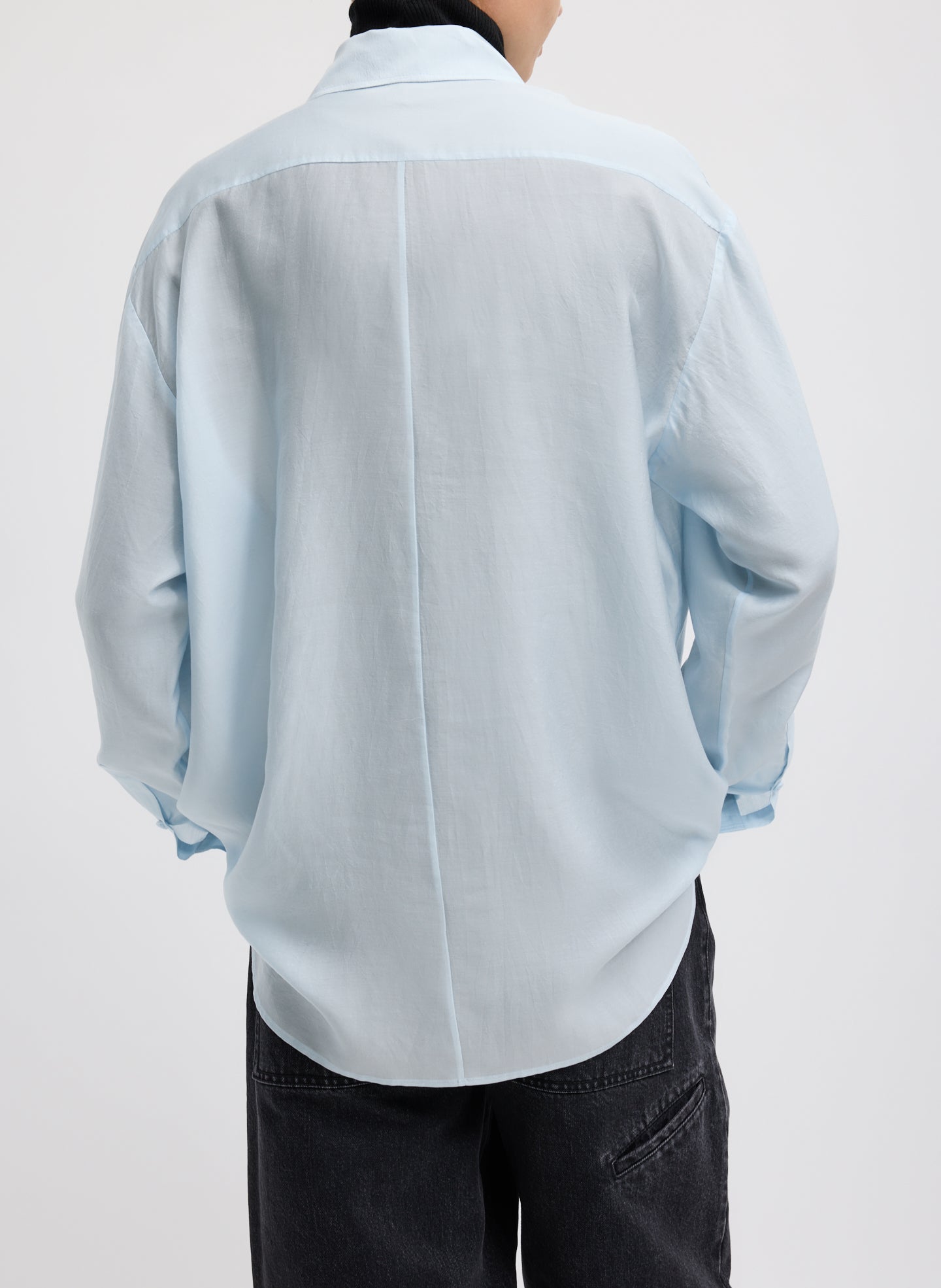 Silk Voile Easy Pintucked Shirt | Tibi Ice Blue
