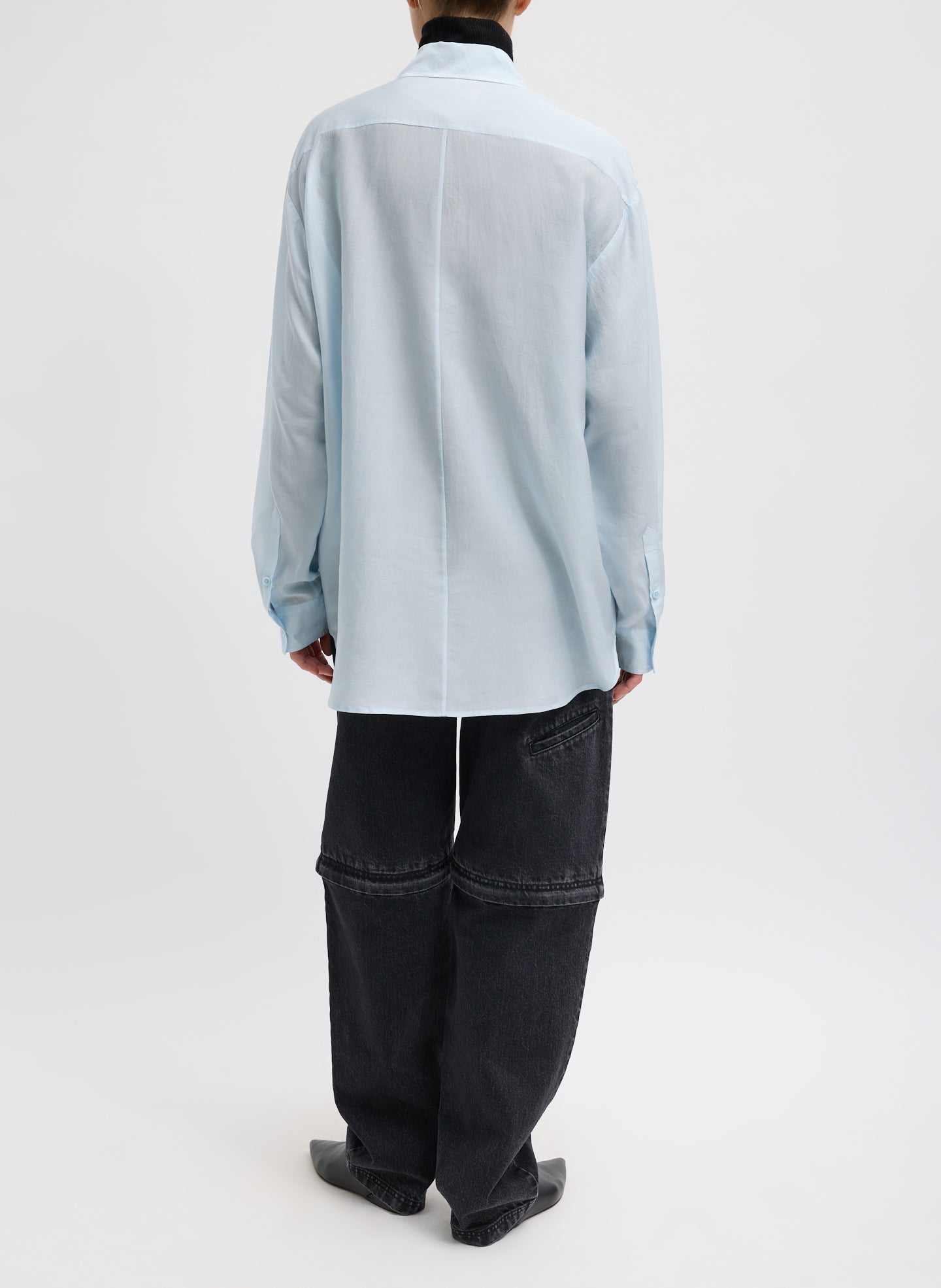 Silk Voile Easy Pintucked Shirt | Tibi Ice Blue