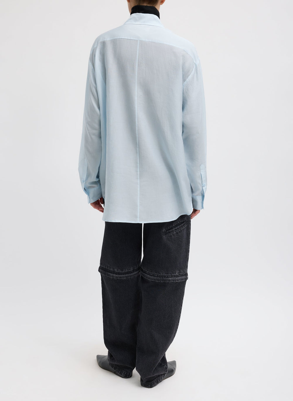 Silk Voile Easy Pintucked Shirt | Tibi Ice Blue