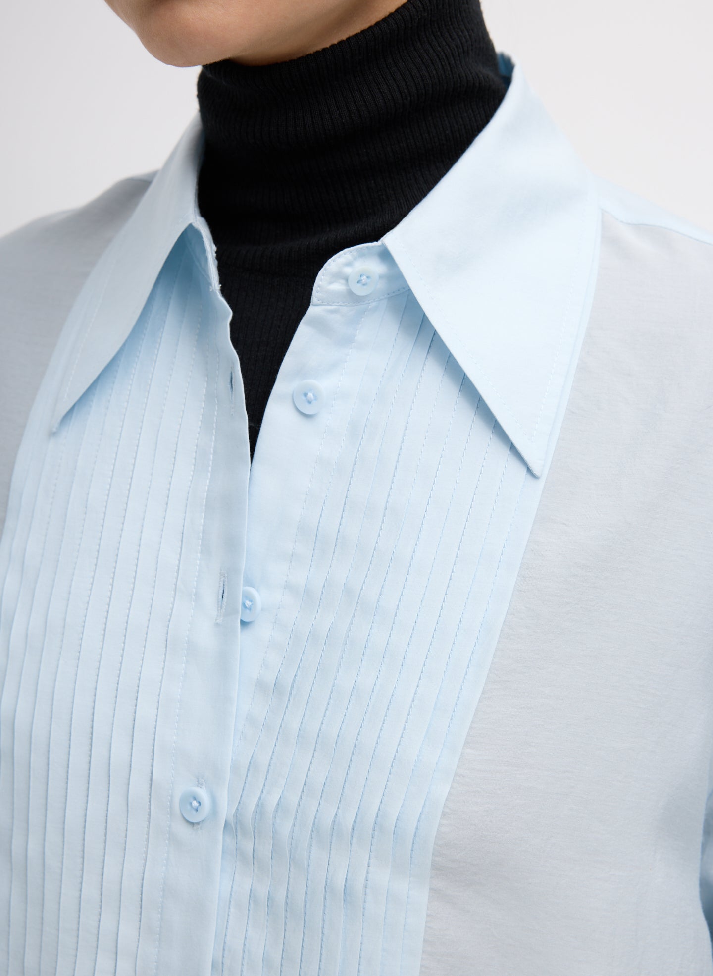 Silk Voile Easy Pintucked Shirt | Tibi Ice Blue