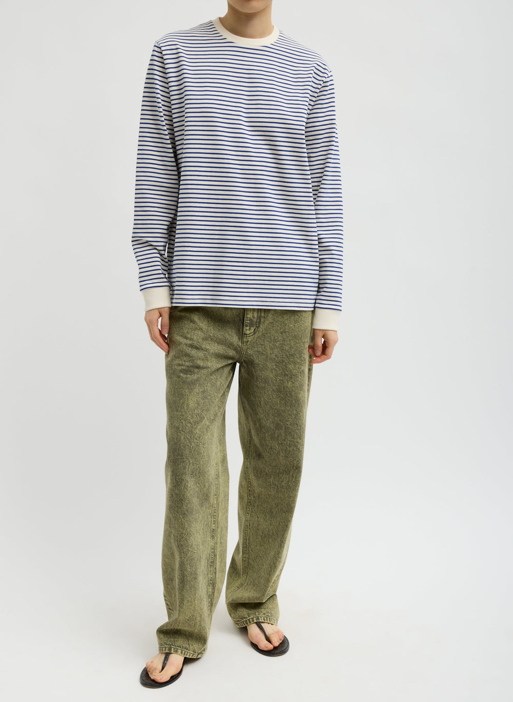 Striped Perfect Unisex Long Sleeve T-Shirt | Tibi Blue/White Multi