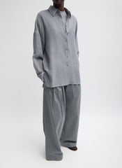 Sheer Wool Gauze Oversized Shirt | Tibi Heather Grey
