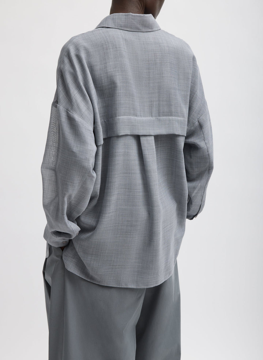 Sheer Wool Gauze Oversized Shirt | Tibi Heather Grey