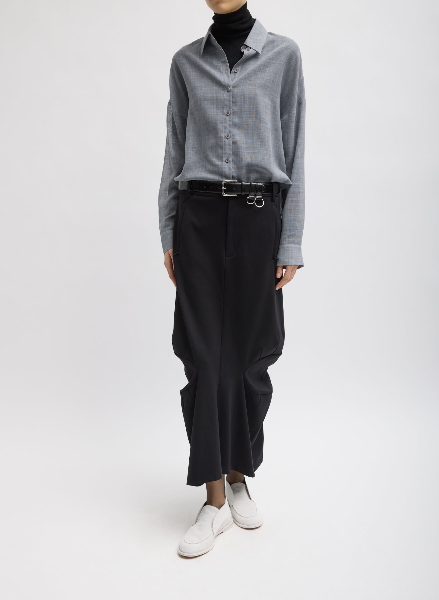 Sheer Wool Gauze Oversized Shirt | Tibi Heather Grey