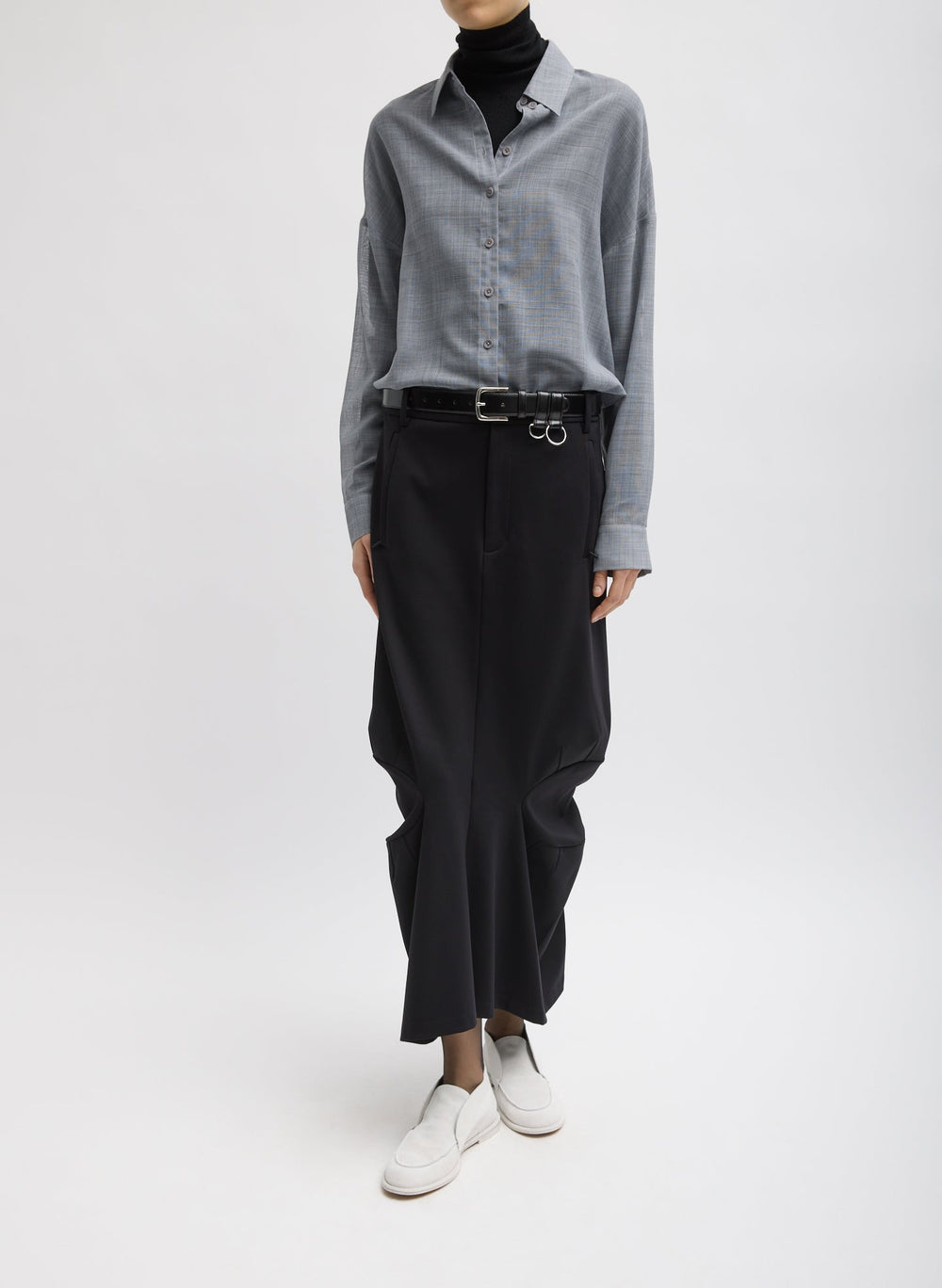 Sheer Wool Gauze Oversized Shirt | Tibi Heather Grey