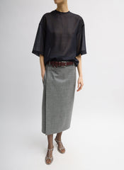 Sheer Wool Gauze Easy T-Shirt | Tibi Navy