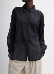 Sheer Wool Gauze Oversized Shirt | Tibi Navy