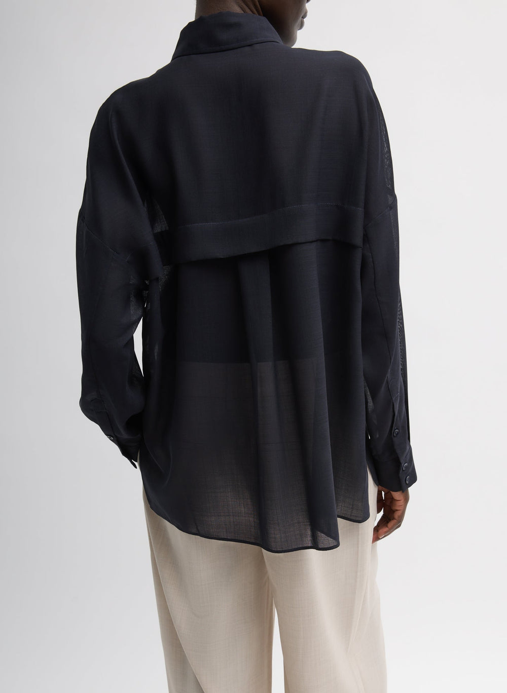 Sheer Wool Gauze Oversized Shirt | Tibi Navy