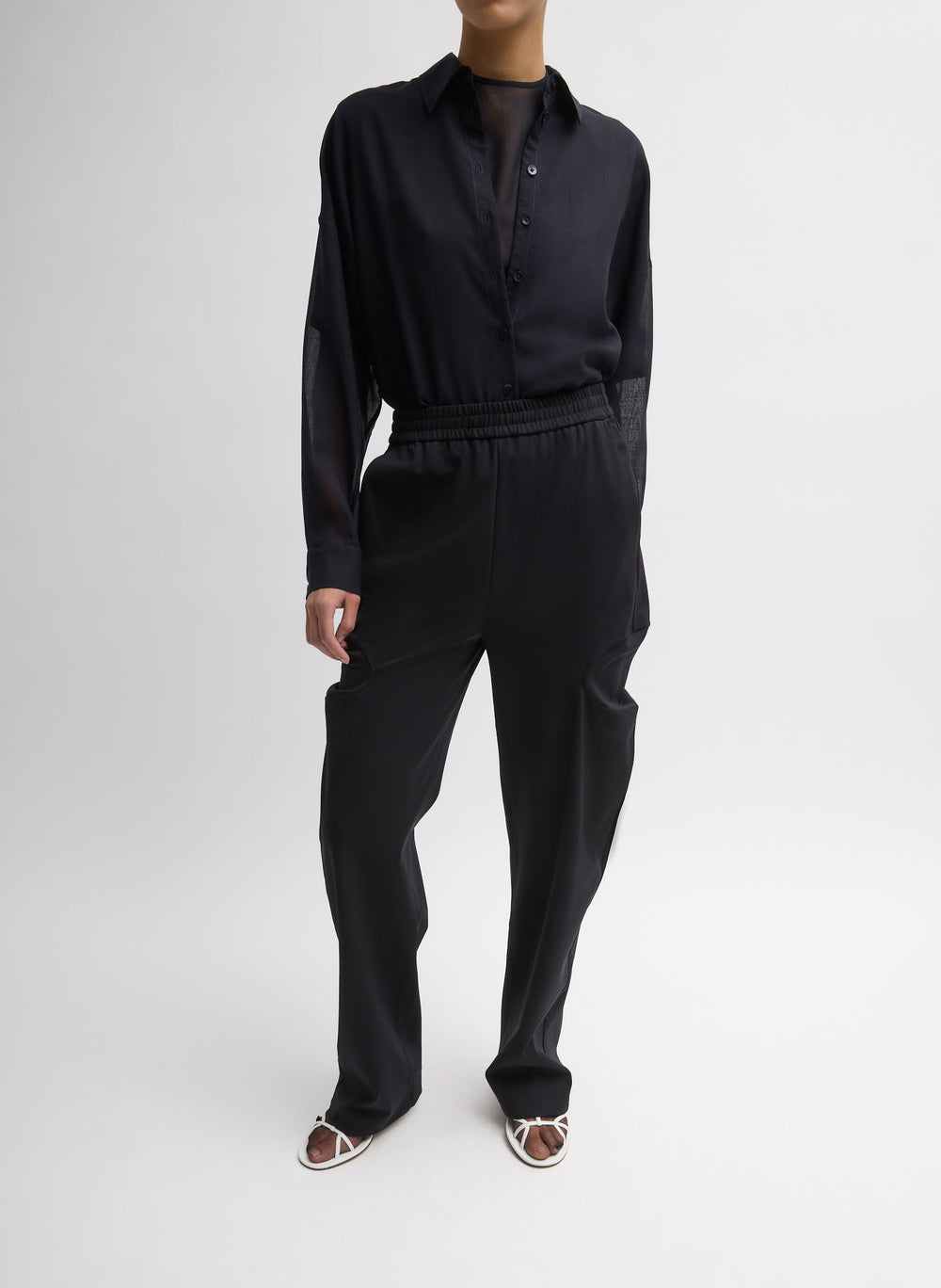 Sheer Wool Gauze Oversized Shirt | Tibi Navy
