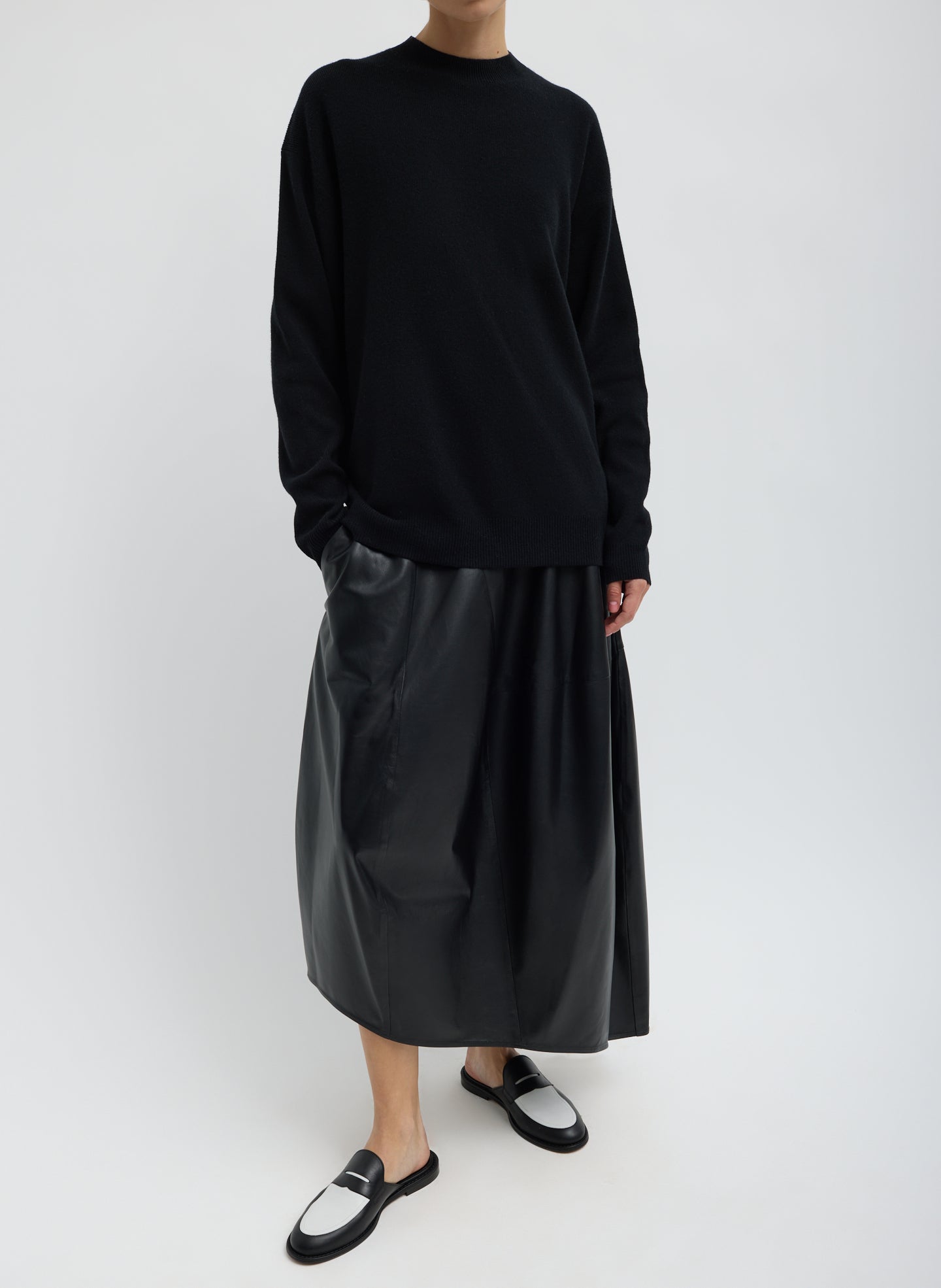 Leather Asymmetrical Balloon Skirt | Tibi Black