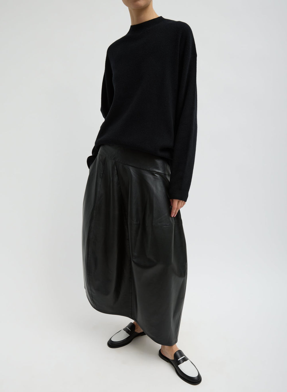 Leather Asymmetrical Balloon Skirt | Tibi Black
