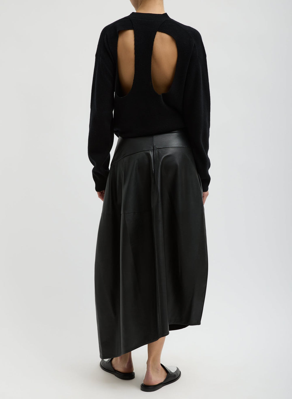 Leather Asymmetrical Balloon Skirt | Tibi Black