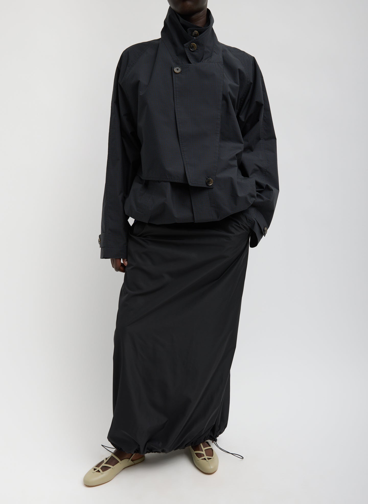 Italian Sporty Nylon Maxi Anorak Skirt | Tibi Black
