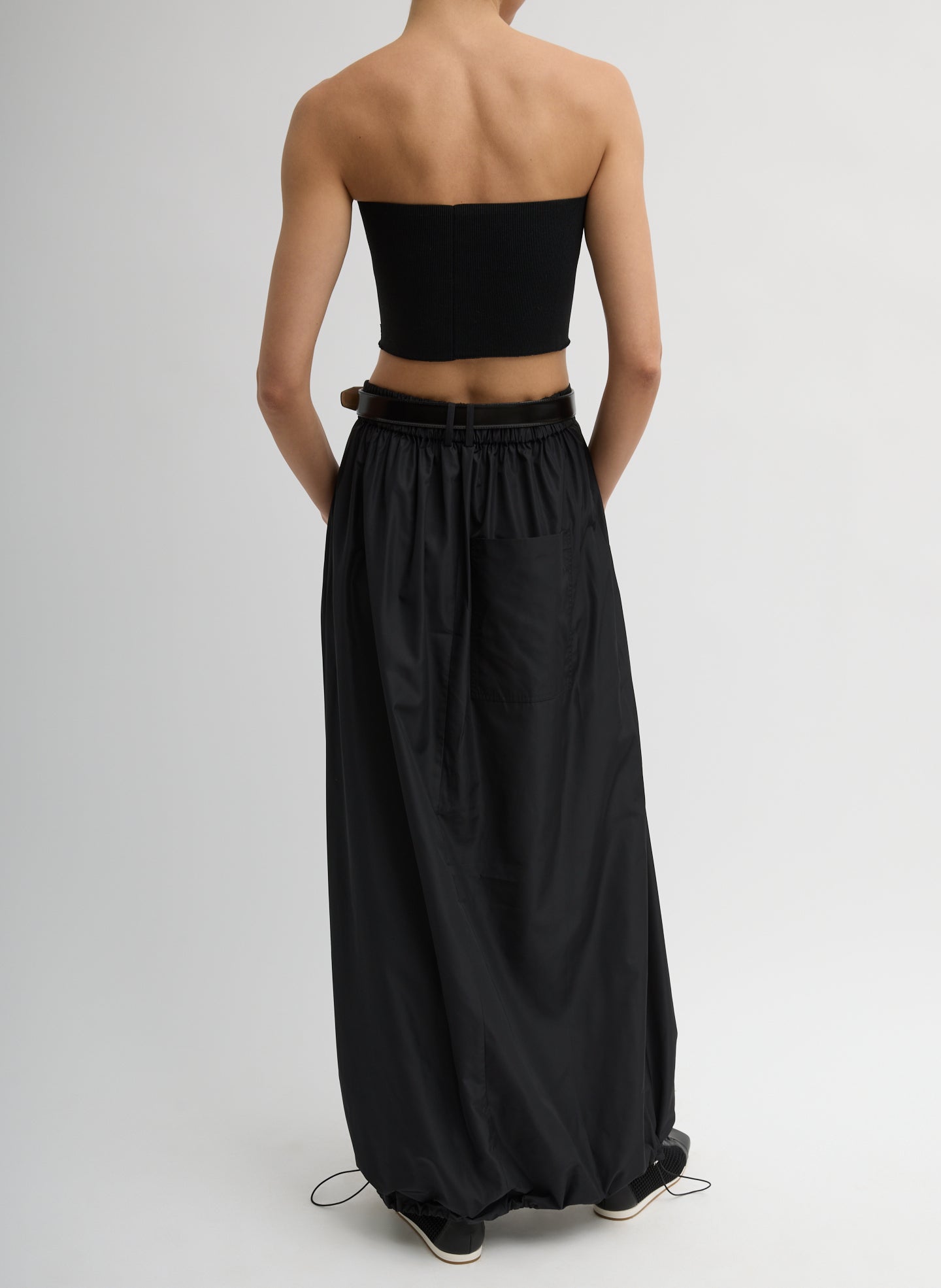 Italian Sporty Nylon Maxi Anorak Skirt | Tibi Black