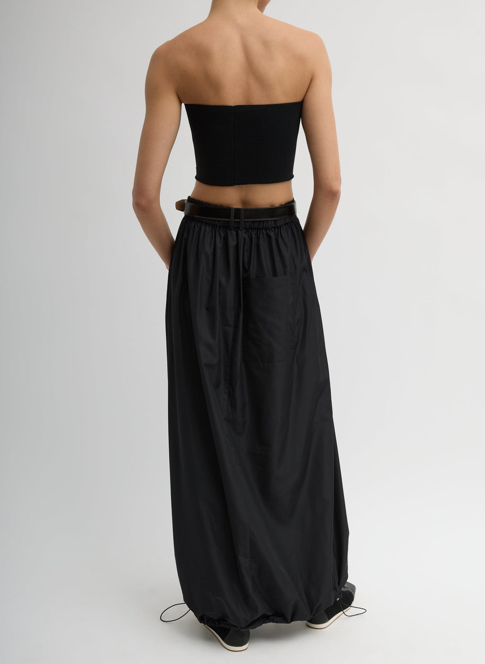 Italian Sporty Nylon Maxi Anorak Skirt | Tibi Black