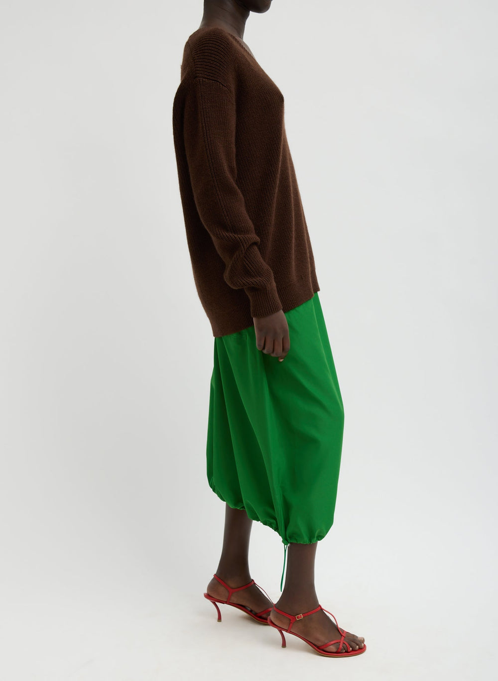 Italian Sporty Nylon Midi Anorak Skirt | Tibi Green