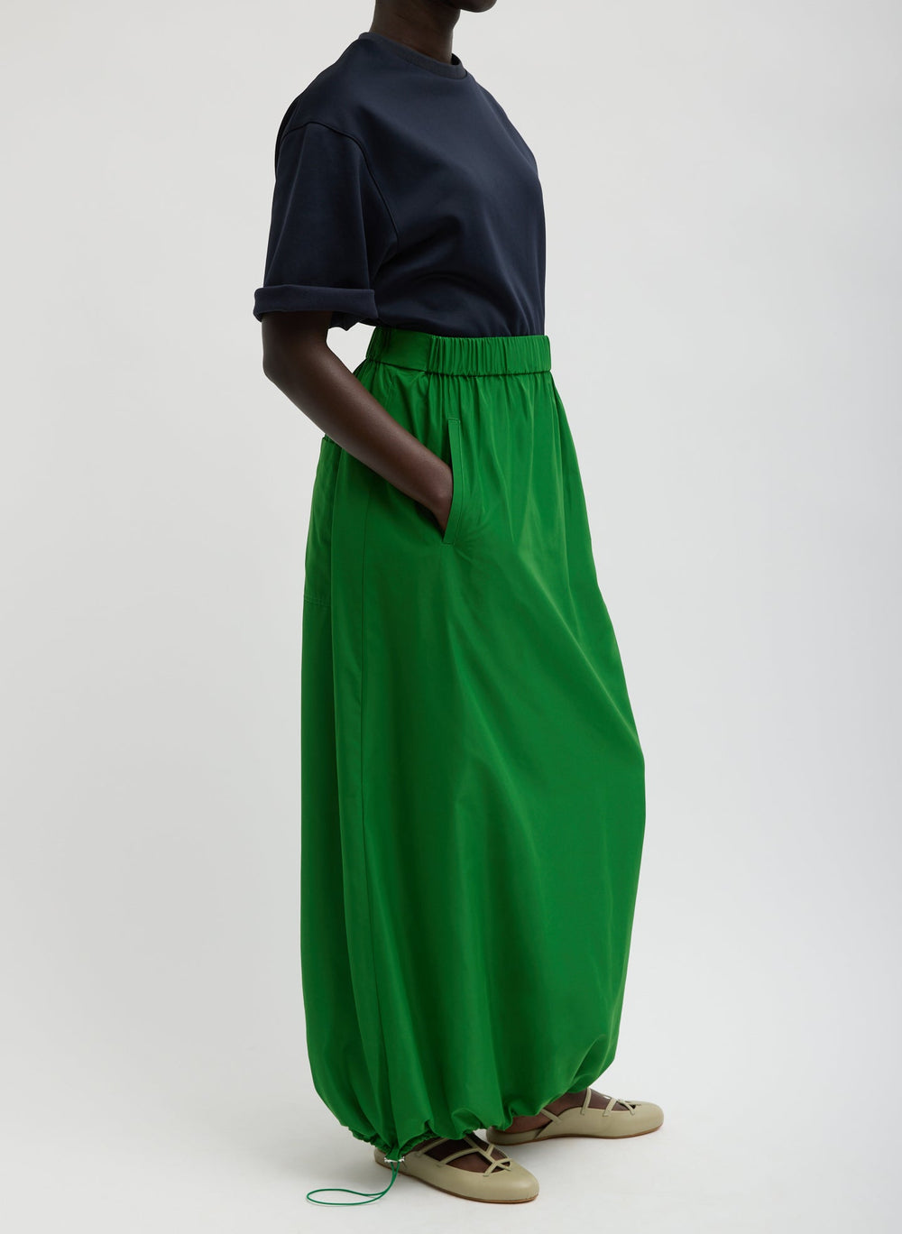 Italian Sporty Nylon Maxi Anorak Skirt | Tibi Green