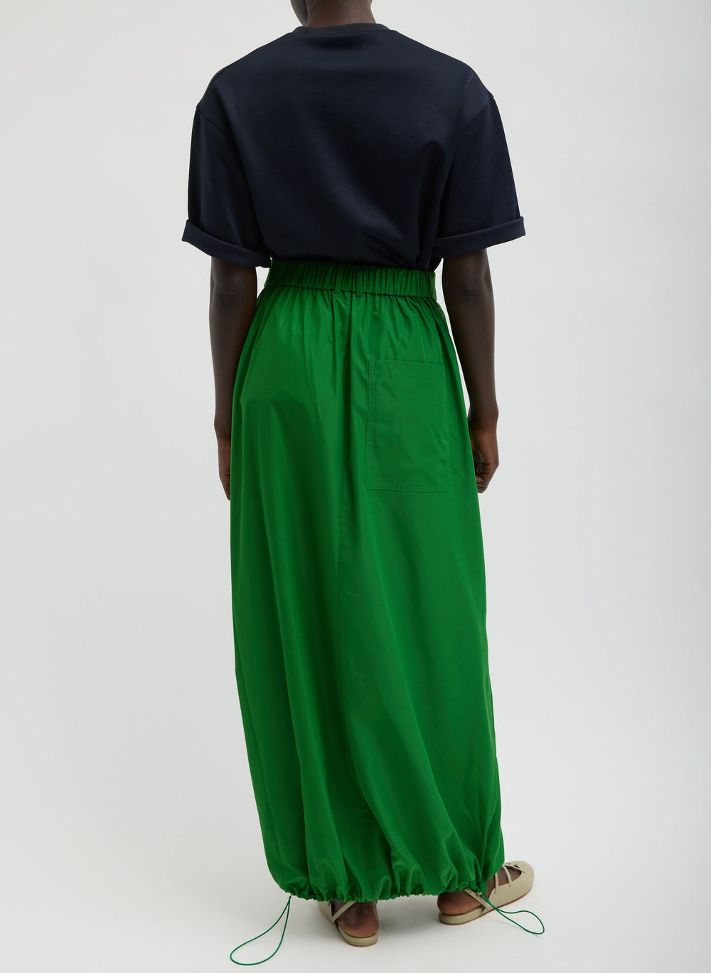 Italian Sporty Nylon Maxi Anorak Skirt | Tibi Green