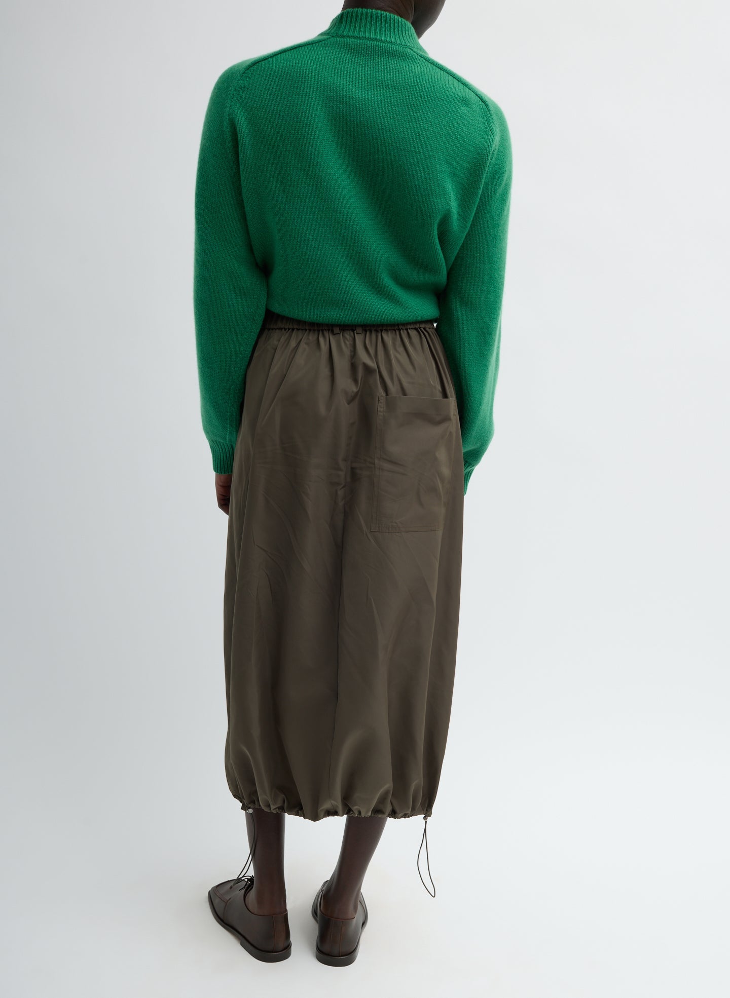 Italian Sporty Nylon Midi Anorak Skirt | Tibi Dark Hazelnut