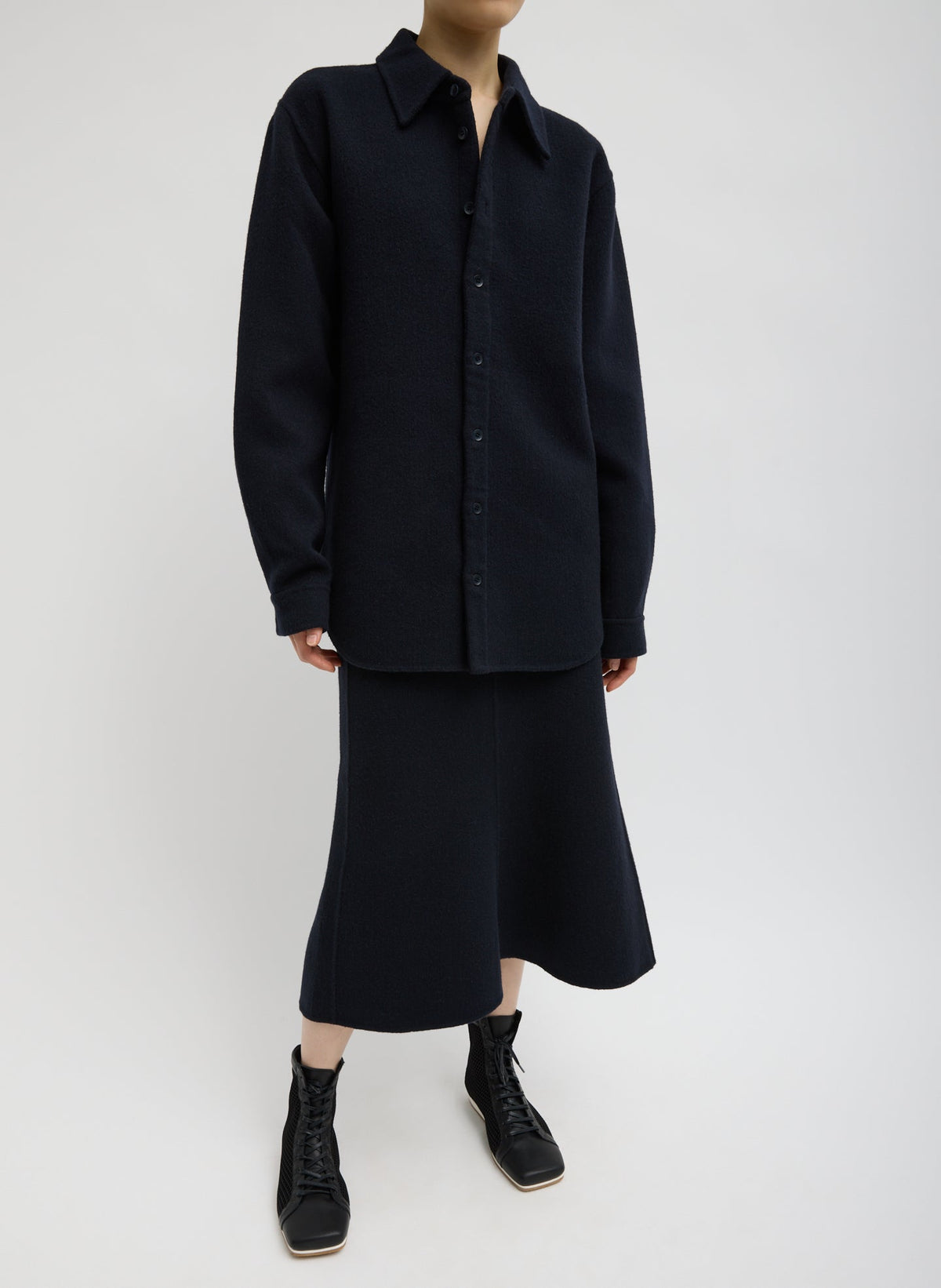 Luxe Double Faced Wool Angora Sculpted Skirt | Tibi Navy