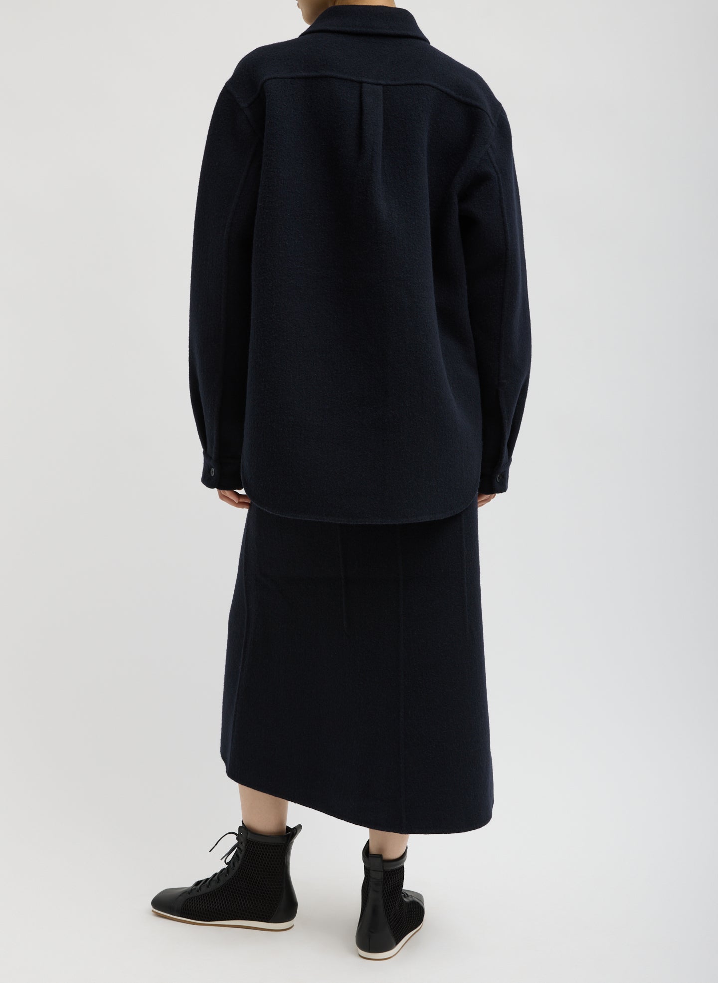 Luxe Double Faced Wool Angora Sculpted Skirt | Tibi Navy