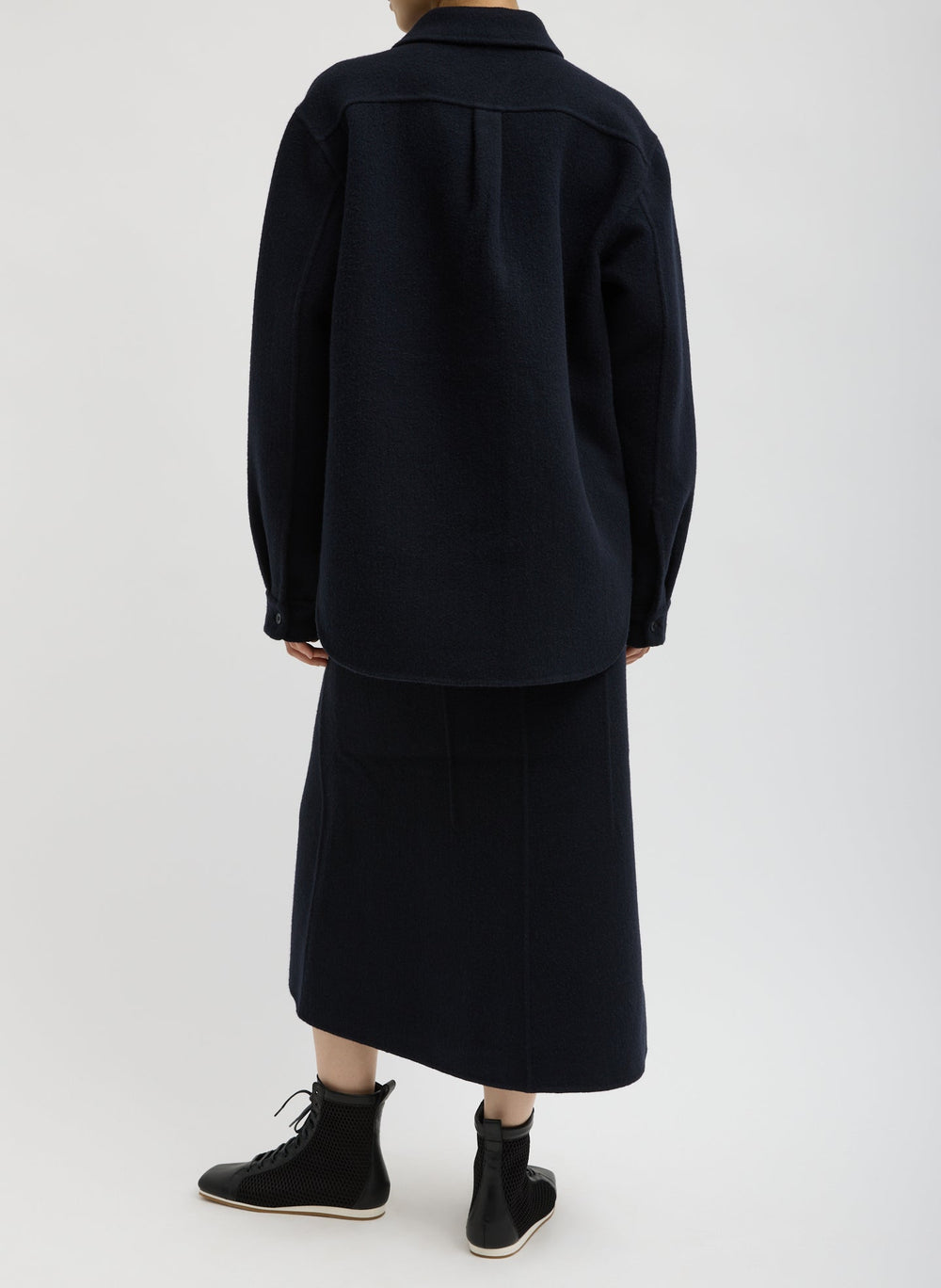 Luxe Double Faced Wool Angora Sculpted Skirt | Tibi Navy